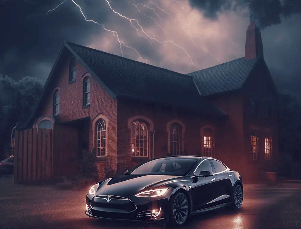 Tesla In Thunderstorm
